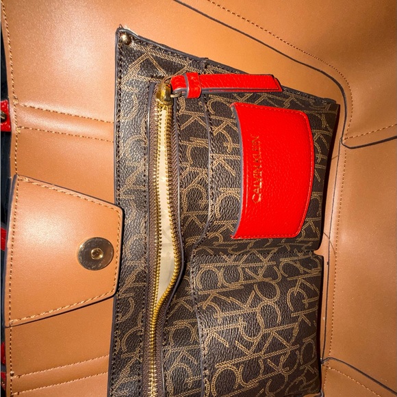 Calvin Klein Red and Tan Tote - Picture 5 of 8